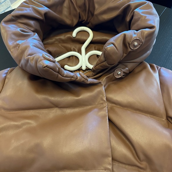 Jakke brown faux leather ski coat - Picture 3 of 5